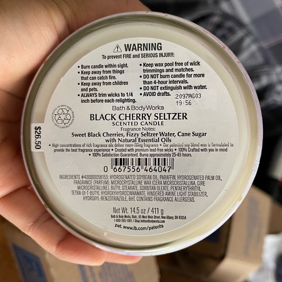 NWT Bath & Body Works 3-Wick Candle BLACK CHERRY SELTZER - Picture 4 of 5